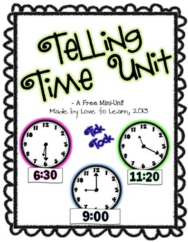 Preview of Telling Time Math Unit