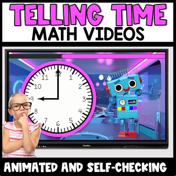 Preview of Telling Time Math Videos Hour and Half Hour Animated Whiteboard Early Finishers