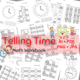 Telling Time Math Workbook for Kids