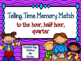Telling Time Memory Match - to the hour, half hour, quarter