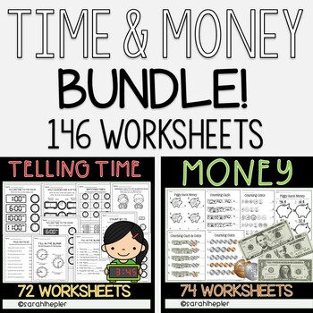 Preview of Telling Time & Money Worksheets Bundle