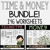 Telling Time & Money Worksheets Bundle