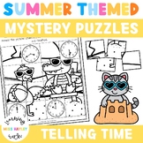 Telling Time Mystery Picture Puzzle Summer Themed