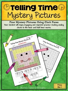 Preview of Telling Time Mystery Pictures- Set 1 {Analog Clocks}