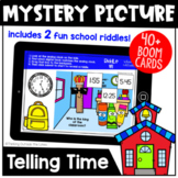 Telling Time Mystery Riddle BOOM Cards™ (School Edition) 