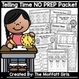 Telling Time NO PREP Packet Math Elapsed to the Hour, Half