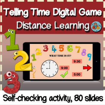 Preview of Telling Time NO PRINT Internet Distance Learning Activity, Google Classroom