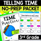Telling Time No-Prep Math Worksheets | Time to the Hour, T