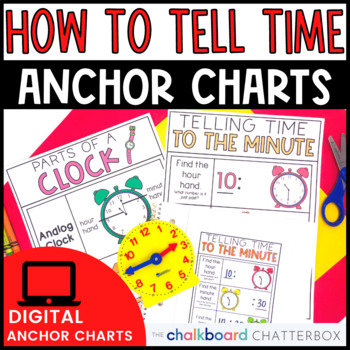 Preview of Telling Time | Parts of a Clock Anchor Charts | First and Second