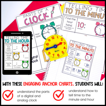 Parts of a Clock Anchor Charts - United Teaching