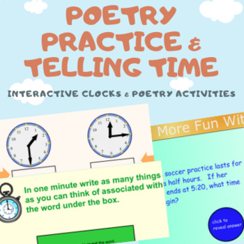 Preview of Telling Time & Poetry (2 in 1) - Interactive Clocks & Poetry Activities PRIMARY