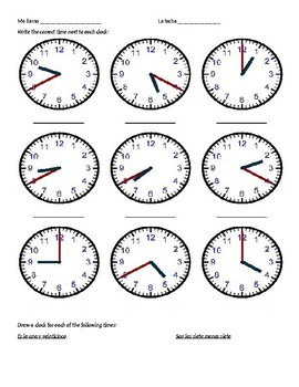 Telling Time Practice Handout by Benjamin Olsen | TPT