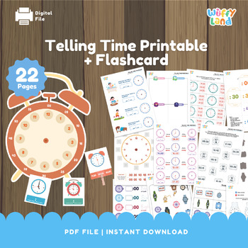 Preview of Telling Time Printable, Flashcard Time, Teaching Time Activity, Telling Time Clo