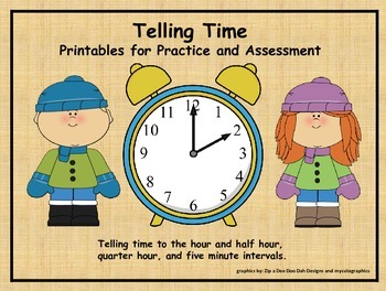 Preview of Telling Time Printables for Practice and Assessments (digital and analog clocks)