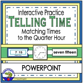 Preview of Telling Time Quarter Hour (Digital and Analog) PowerPoint