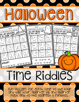Preview of Telling Time Riddles | Halloween | October