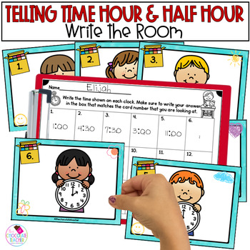 Preview of Telling Time - Hour and Half Hour - Write the Room - Analog Clock
