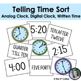 Telling Time Sort: Analog Clock, Digital Clock, Written Time