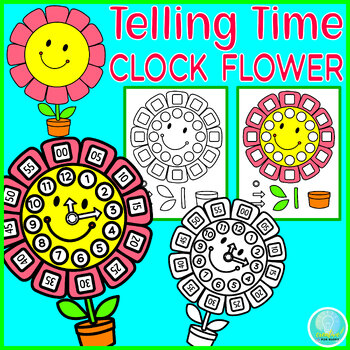 Preview of Telling Time Spring Flower Craft Analog Clock Face Template Worksheet Activities