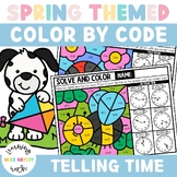 Telling Time Spring Themed Color By Code