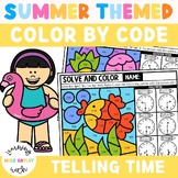 Telling Time Summer Themed Color By Code