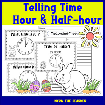 Preview of Telling Time Task Card | Hour & Half-hour | 1st Grade Math