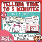 Telling Time to the Nearest 5 Minutes Task Cards -  Multip