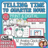 Telling Time Task Cards - To the Quarter Hour - Multiple C