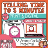 Telling Time to the Nearest 5 Minutes Task Cards -  Short 