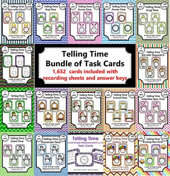 Preview of Telling Time Task Cards • BUNDLE