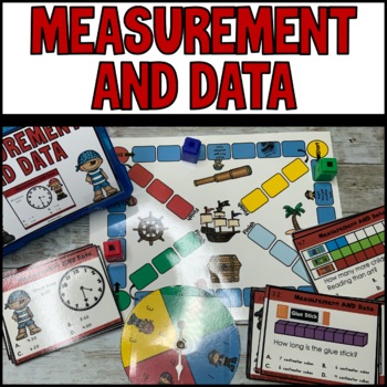 Preview of Telling Time, Graphing, Measurement Task Cards Math Center Rotation Board Games