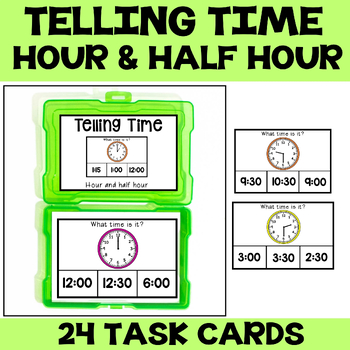 Preview of Telling Time Task Cards, Telling Time Activities, Analog Clock Centers