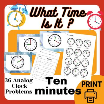Preview of Telling Time Task Cards - Ten minute