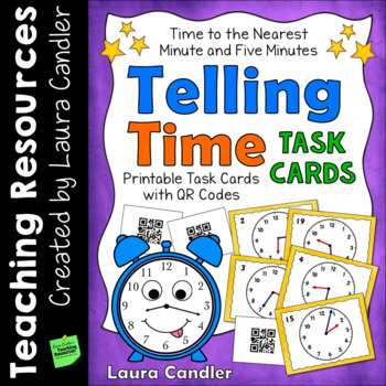 Preview of Telling Time Task Cards with QR Codes