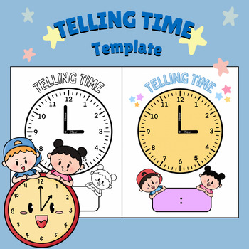Preview of Telling Time Template, Clock Analog Template, Activities, Printable