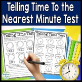 Telling Time Test | 2 Page Telling Time to the Minute Quiz