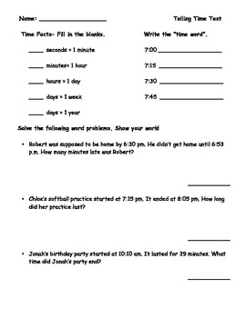 Preview of Elapsed Time: Test, Study Guide, & Homework