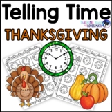 Thanksgiving Telling Time Practice Math Worksheets for 2nd
