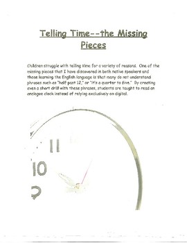 Preview of Telling Time--The Missing Pieces