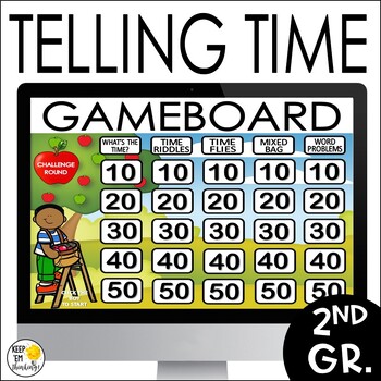Preview of Telling Time to the Nearest 5 Minutes Game Show, Elapsed Time Math Review Game