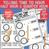 Telling Time To The Hour & Half & Quarter Hour Worksheet 1