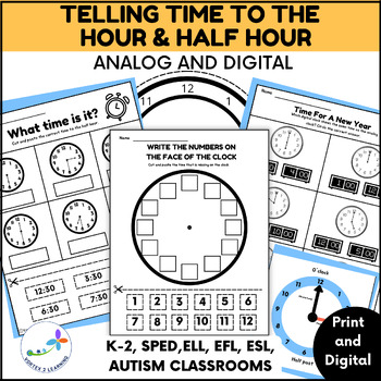 Preview of Telling Time To The Hour and Half Hour - Analog and Digital