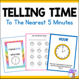Telling Time Math Unit - 5 Minute Intervals 2nd Grade