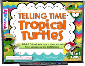 Preview of Telling Time Tropical Turtles Smart Board Game