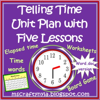 Preview of Telling Time Unit with Five lessons - Digital analog and elapsed time - Editable