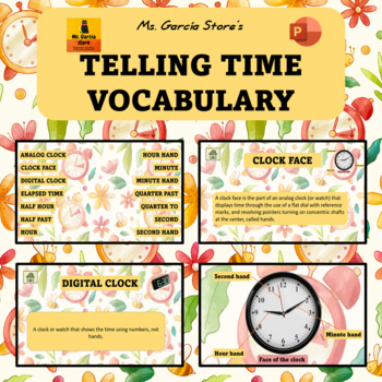 Time Words Book, Clock Face Days of Week, meal times, Time Vocabulary Book  Kids