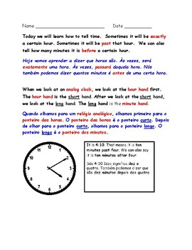 Preview of Telling Time: What Time Is It?