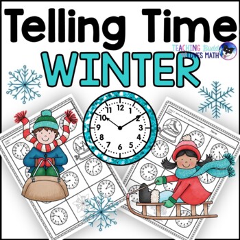 Preview of Winter Telling Time Practice Math Worksheets for 2nd Grade and 3rd Grade