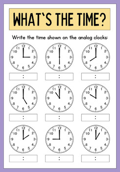Preview of Analog Clock - Telling Time Worksheet
