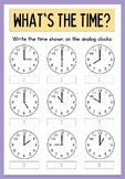 Analog Clock - Telling Time Worksheet